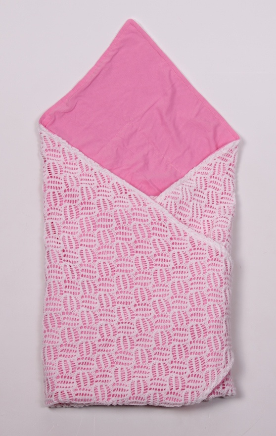 Одеяла и пледы Ажурный вязанный плед на трикотаже, розовый, лето, MagBaby