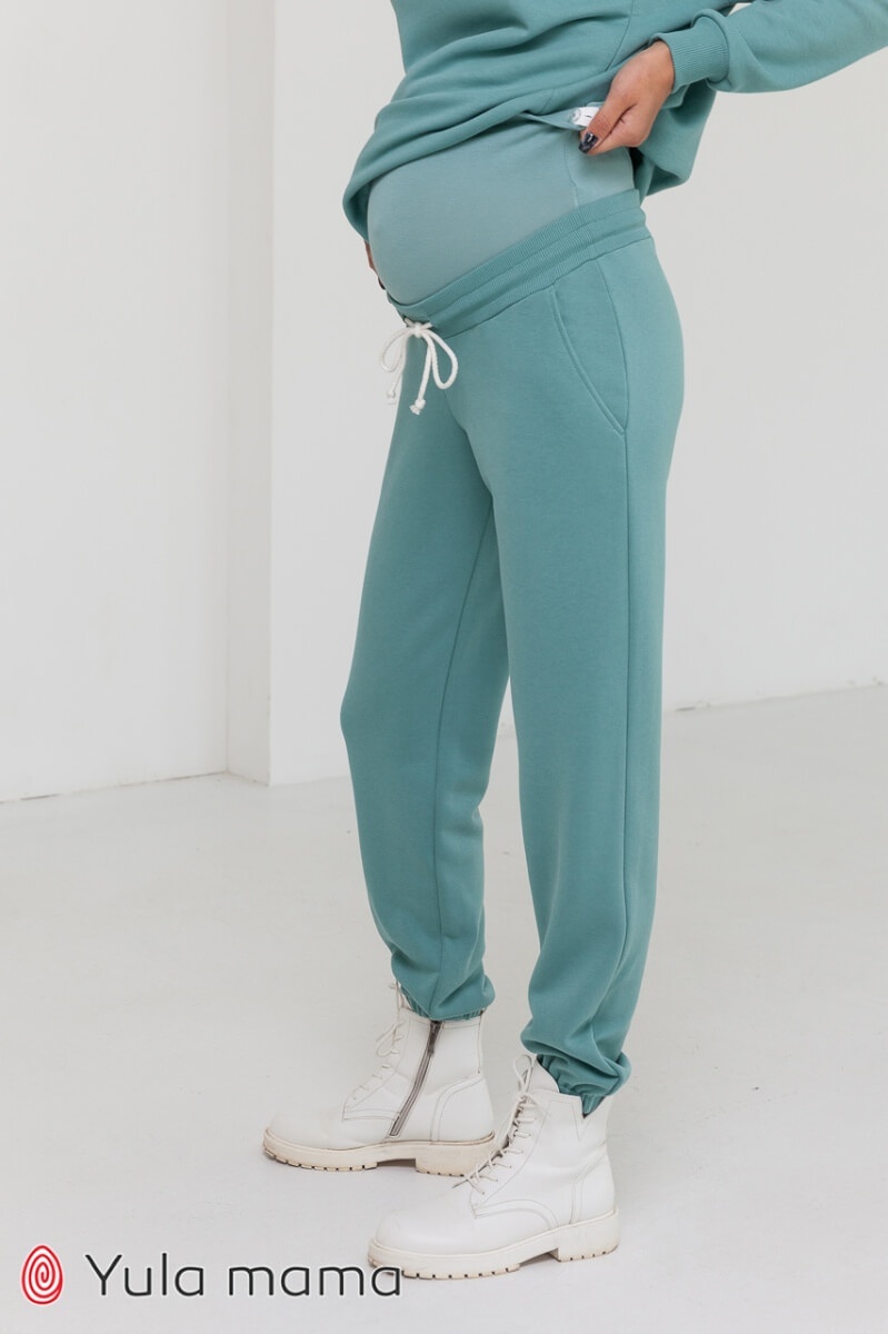 Штаны Спортивные брюки джоггеры для беременных с начесом CELIA WARM, полынь, Юла мама
