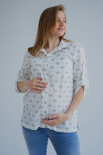 Блузи, сорочки Блуза (рубашка) для вагітних і годуючих мам 4241715 оливковий, To be
