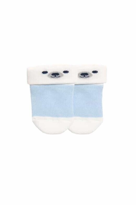 Носочки Носки зимние хлопковые для младенцев с отворотом 4010, голубые, Дюна