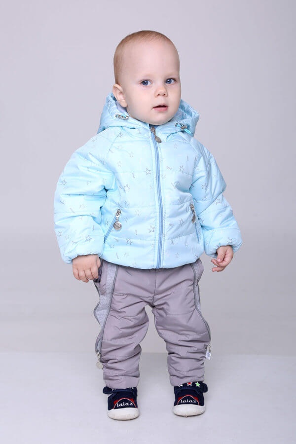 Куртки і пальта Куртка на блискавці демісезонна для малюка, блакитна, Модний карапуз