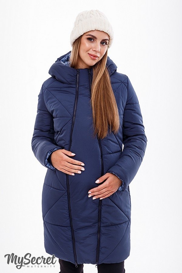 Зимове тепле пальто для вагітних ANGIE, синій, мама Юла