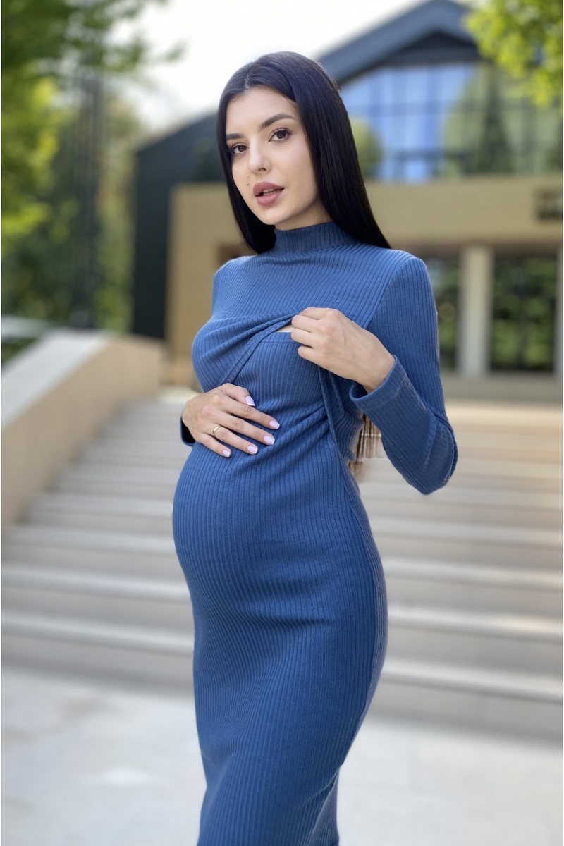Платье худи для беременных и кормящих мам, синий, ТМ Dianora, Синий, S