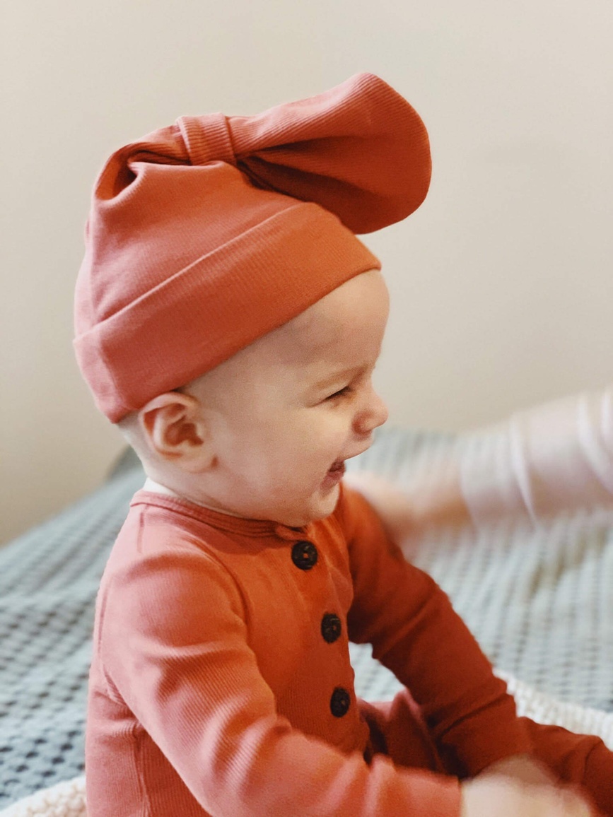Чепчики, шапочки для новорождённых Шапочка Basic, терракотовая, Kolyskova