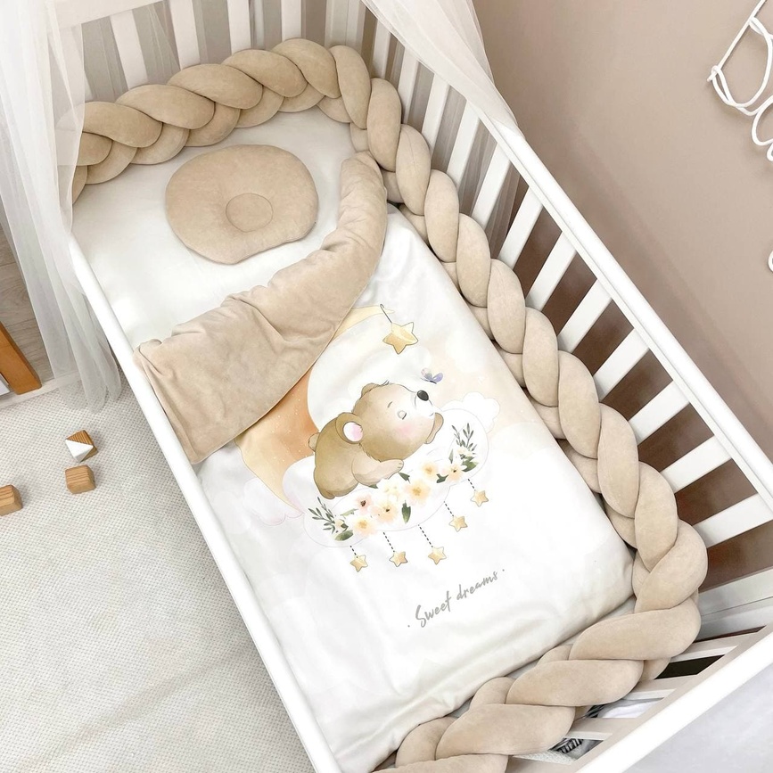 Постелька Комплект постельного белья, дизайн "Мишка", бежевого цвета, ТМ Baby Chic