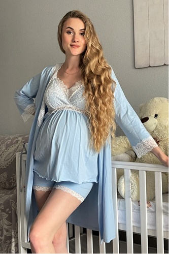 Піжами, домашні костюми Домашній костюм для вагітних і годуючих мам 2070(4) 1227,блакитний , Dianora