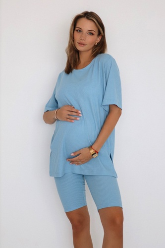 Блузы, рубашки Костюм для беременных, голубой, Dianora