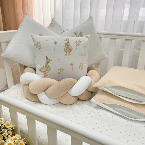 Постелька Комплект постельного белья для новорождённого Гусики, бежевый, Маленькая Соня