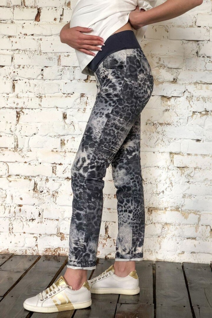 Штаны Стильные брюки для беременных, синяя абстракция, ТМ Dianora