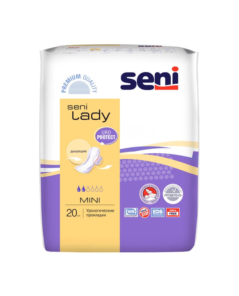 Післяпологові і урологічні прокладки Урологічні прокладки для жінок Lady Mini Air, 20шт, Seni