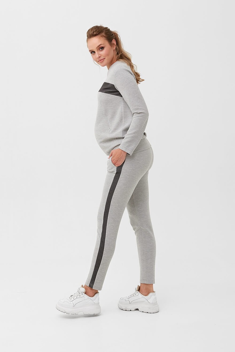 Спортивные костюмы Костюм спортивный для беременных и кормящих мам серый с полоской, ТМ Dianora