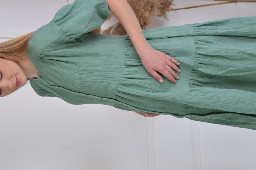 Платье с оборками Avrora для беременных и кормящих, оливка, Dizhimama, Оливковий, 42