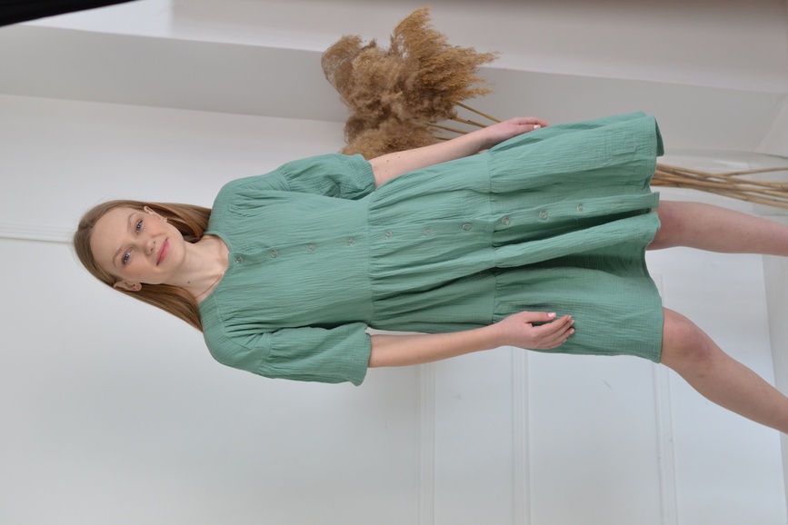 Платье с оборками Avrora для беременных и кормящих, оливка, Dizhimama, Оливковий, 42