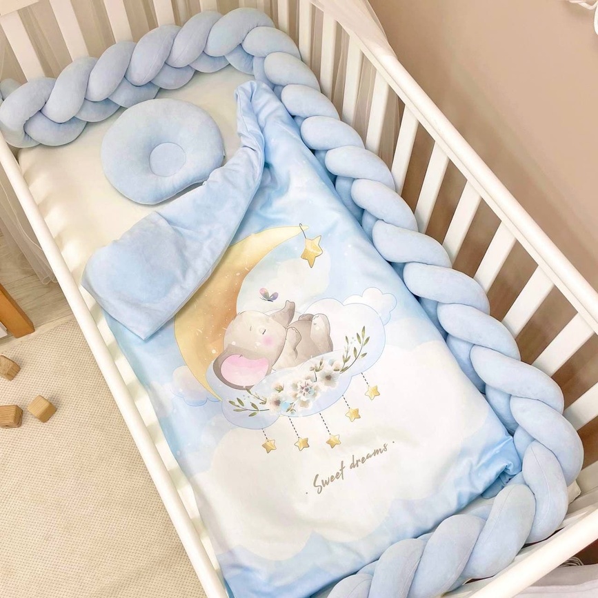Постелька Комплект постельного белья, дизайн "Слоненок", голубого цвета, ТМ Baby Chic